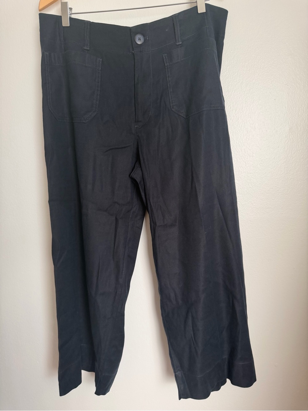 Maeve Colette Linen Stretch Wide Leg Pants Women Size 16W Dark Navy - Picture 2 of 6